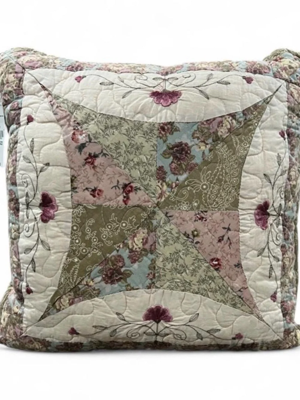 Floral Patchwork Quilted Throw Pillow - Pastel Floral